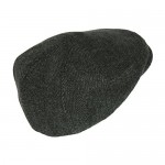 Men’s Black Wool Herringbone Ivy Cap Classic Cabbie Hat w/Ear Flaps