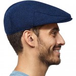 Men's Herringbone Flat Newsboy Hat 50% Wool Blend Tweed Gatsby Cabbie Ivy Classic Golf Cap