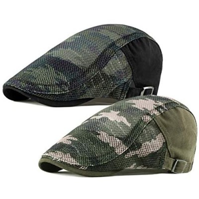 Qunson Men's Camouflage Mesh Summer Newsboy Cap Cabbie Hat Ivy Flat Cap