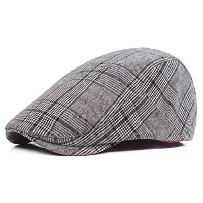 ZLSLZ Men's Unisex Cotton Plaid Newsboy Ivy Irish Cabbie Beret Golf Cap Hat