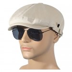 ZLYC Men Cotton Newsboy Cap Adjustable Summer Gatsby Cabbie Flat Hat