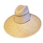 AS YOU WISH Men's Straw Outback Lifeguard Beach Surf Sun Hat with Wide Brim (Straw 4) Natural Large