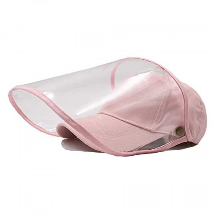 Baseball Cap for Womens Men Sun Hat with Removable Transparent Cover Foldable Plain Hat Summer Bucket Hats Outdoor Gym Sport Hat02 Pink