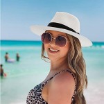 Beach Hats for Women Straw Wide Brim Summer UPF Fedora Panama Men Sun Hat