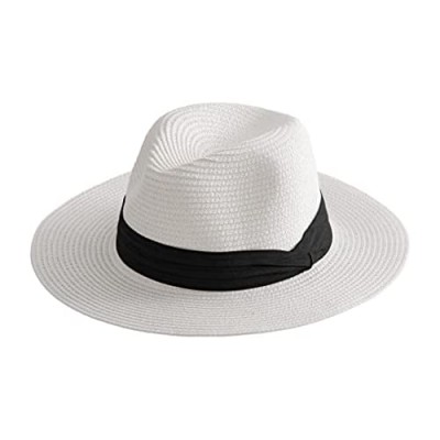 Beach Hats for Women Straw Wide Brim Summer UPF Fedora Panama Men Sun Hat