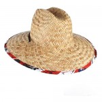 GEMVIE Straw Hat for Men and Women Lifeguard Sun Hat Summer Beach Hat Wide Brim Patch Print