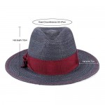 H.Busque Classic Paper Straw Fedora Hat Sun Straw Hats Mens Women Panama Hat Summer Beach Wide Brim Floppy Fedora