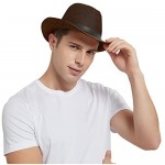 Headshion Cowboy Hats for Men Fedoras with Leather Strap Sun Protection Golf Clothing Accessories