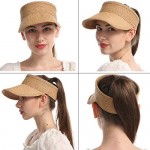 HOPSOOKEN Straw Beach Hats for Women Men Wide Brim Foldable Sun Hat UV Protection Visors
