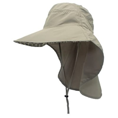LLmoway Men Sun Protection Flap Hats Wide Brim Hiking Safari Fishing Cap UPF50+