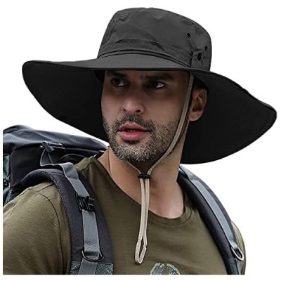 Men Fishing Hiking Hat  Unisex Lawn Gardening Wide Brim Bucket Hats  Cowboy Sun Protection Cap Foldable UPF 50+