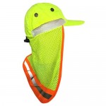 Men Hi Vis Baseball Cap Hiking Camping Ear Flap Sun Neck Cover Reflective Neon Hat Adjustable