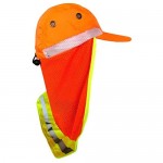 Men Hi Vis Baseball Cap Hiking Camping Ear Flap Sun Neck Cover Reflective Neon Hat Adjustable
