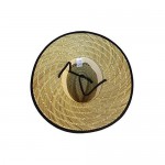 Men's Straw Outback Lifeguard Beach Surfing Outdoor Working Vented Straw Sun Hat w/ 4.5-inch-Wide Brim & Chin Strap