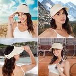 Naivlizer Women Sun Hat Wide Brim UV Protection Foldable Straw Sun Visor Roll up Golf Visor Outdoor