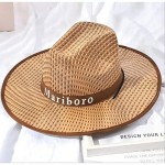 RILONG Straw Hats for Men Wide Brim Cowboy Hat Beach Hat Removable Sign