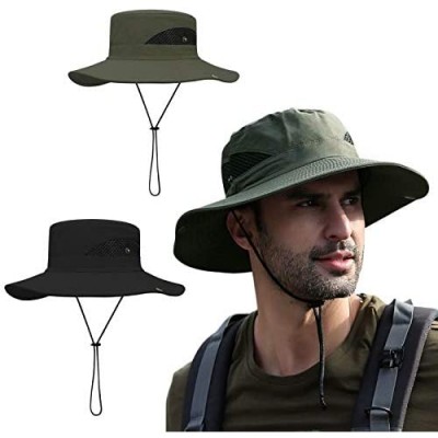 Rizzon 2 Pieces Fishing Hat UPF 50+ Sun Protection Wide Brim for Hiking Skate Surf and Street Bucket Floppy Hat for Men Women