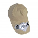 Solaration 7001 Beige Fan Baseball Golf Hat Creating Breezes to Cool Your Face in Hot Sun