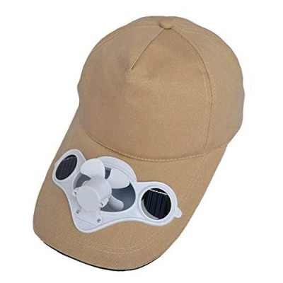 Solaration 7001 Beige Fan Baseball Golf Hat  Creating Breezes to Cool Your Face in Hot Sun