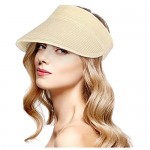 Women Straw Sun Visor Hat Roll Up Hat Beach Hats for Women Wide Brim Visors for Women Men UPF 50+ Running Golf Visor