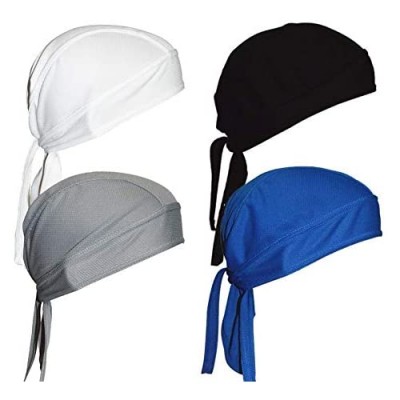 MIZOK Unisex 4 Pieces Cycling Bandana Cap Sun UV Protection Sweat Wicking Cap Hat Skull Cap Pirate Hats