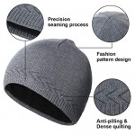 OMECHY Mens Winter Warm Knitting Hats Plain Skull Beanie Cuff Toboggan Knit Cap