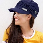 3 Pieces Newsboy Cabbie Cap Beret Hat Baseball Cap with Buttons Sun Hat with Brim for Woman Ladies