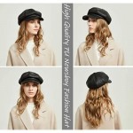 8 Panels Newsboy Caps for Women PU Leather Cabbie Hat Gatsby Ivy Beret with Visor
