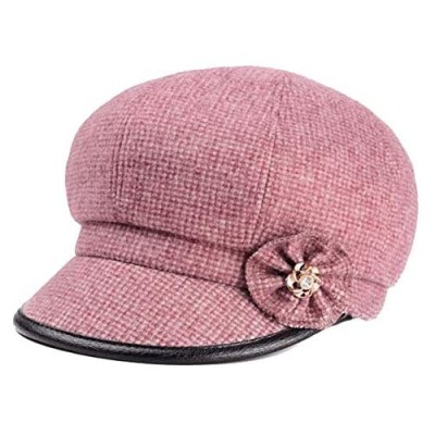 Avilego Women's Classic Visor Flower Newsboy Cap Winter Cozy Hat