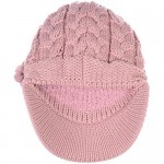 BYOS Womens Winter Chic Cable Warm Fleece Lined Crochet Knit Hat W/Visor Newsboy Cabbie Cap