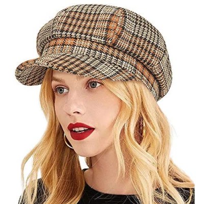 ColorSun Women's Newsboy Caps Newsboy Hats for Women Cabbie Fiddler Octagonal Paperboy Hat Brown