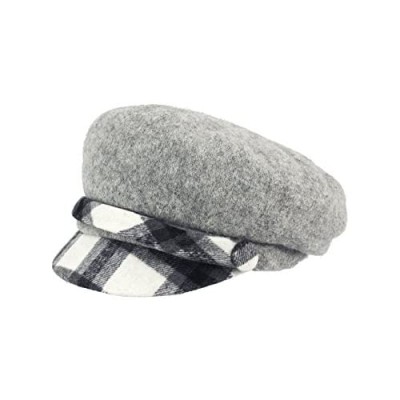 Dahlia Women's Newsboy Cap - Wool Lined Winter Hat  Belt w/Plaid Visor