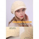 DRIONO Fleece Lined Newsboy Cap Hat Knitted Beanie with Brim Cloche Hat for Women