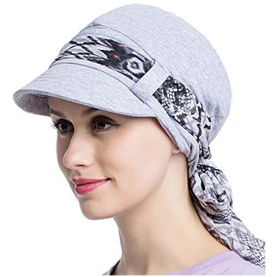 JarseHera Chemo Hats for Women Bamboo Cotton Lined Newsboy Caps with Scarf Double Loop Headwear for Cancer Hair Loss