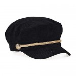 Jewelry-Box Women Ladies Hat Corduroy Captain's Breton Cap Beatles Lennon Newsboy Cadet Black