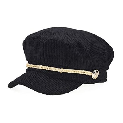 Jewelry-Box Women Ladies Hat Corduroy Captain's Breton Cap Beatles Lennon Newsboy Cadet Black