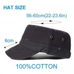 Men's Distressed Washed Cotton Army Cap Cadet Hat Military Style Cap Adjustable Unique Design Vintage Flat Top Cap
