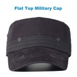 Men's Distressed Washed Cotton Army Cap Cadet Hat Military Style Cap Adjustable Unique Design Vintage Flat Top Cap