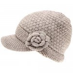 MIRMARU Women’s Knitted Newsboy Hat Double Layer Visor Beanie Cap with Soft Warm Fleece Lining