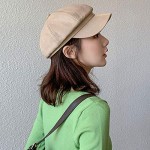 Monique Women Solid Color PU Leather Newsboy Cap Cabbie Painter Hat Visor Beret