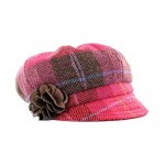 Plaid Ladies Newsboy Cap Red One Size Fits Most