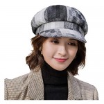 Plaid Womens Newsboy Cap Visor Beret Peaked Winter Fashion Cabbie Hat Lined