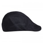 Sepia Mens Womens Linen Plain Flat Newsboy Hat Cap (Black)