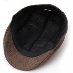 Sepia Mens Womens Linen Plain Flat Newsboy Hat Cap (Brown)