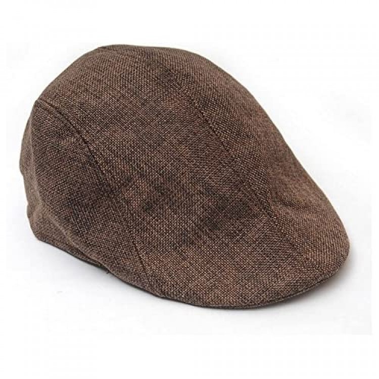 Sepia Mens Womens Linen Plain Flat Newsboy Hat Cap (Brown)