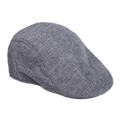 Sepia Mens Womens Linen Plain Flat Newsboy Hat Cap (Grey) Medium
