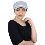 Summer Hats Beach Sun Newsboy Cap for Women Ladies Nautical Cabbie Chemo Headwear Head Coverings Seersucker