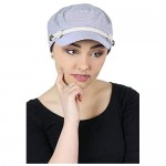 Summer Hats Beach Sun Newsboy Cap for Women Ladies Nautical Cabbie Chemo Headwear Head Coverings Seersucker