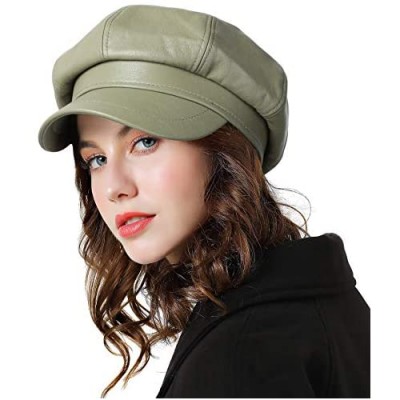 Sumolux Women Beret Newsboy Hat French PU Cap Classic Autumn Spring