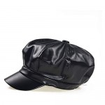 SUNTRADE Women Newsboy Hats 8 Panel Ivy Beret PU Leather Cabbie Cap